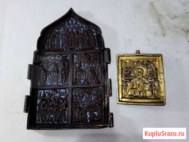Икона, плашка, часть от складня. 19 век. Бронза Новоуральск - изображение 1