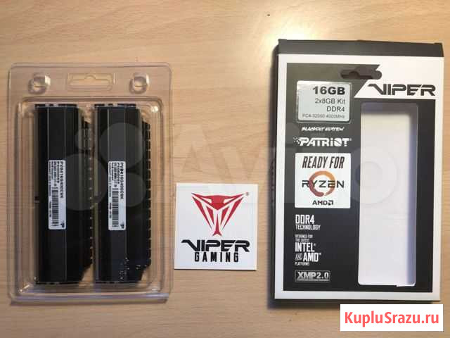 8GB*2 DDR4 4000мгц Patriot Viper PVB416G400C9K Ивантеевка - изображение 1
