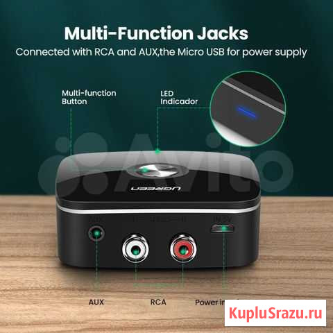 Ugreen Адаптер Aux 3.5 mm 2RCA Bluetooth 5.0 Петрозаводск - изображение 1