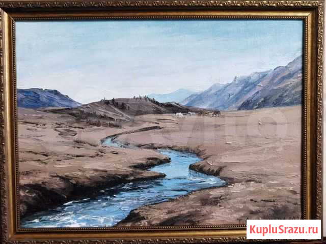 КартинаХакасия. Ручей в степи (х.м 46 х 33) Подсинее - изображение 1