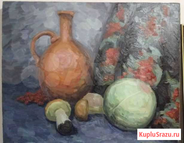 Натюрморт с капустой и грибами, холст, масло,50х60 Котельники - изображение 1