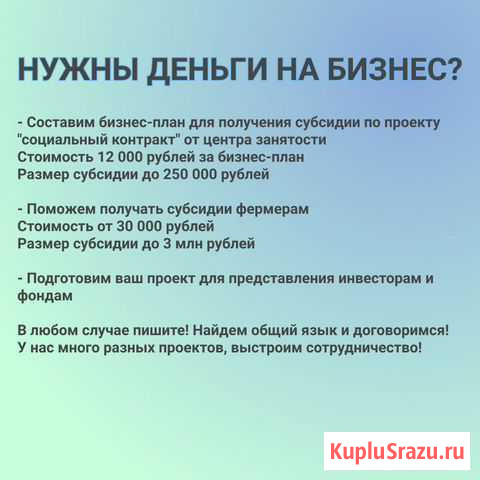 Субсидии, гранты, социальный контракт бизнес план Екатеринбург - изображение 1