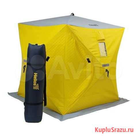 Палатка зимняя утеплённая Куб 1,5х1,5 yellow/gray Барнаул - изображение 1