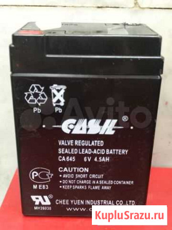 Батарея акб AGM Casil CA645 6V 4,5Ah Москва - изображение 1