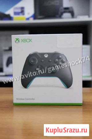 Новый геймпад Xbox One S Grey/Blue с гарантией Челябинск - изображение 1
