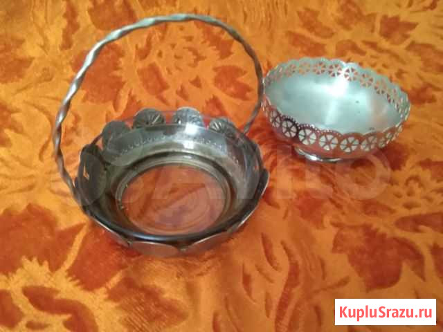 Мельхиоровая) Сахарница и конфетница СССР Киселевск - изображение 1