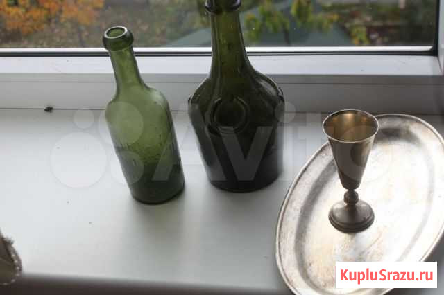 Бутылки старинные 19 век. 2шт и рюмка Кострома - изображение 1