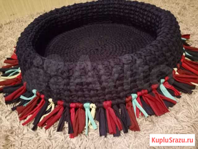 Лежанка для кошек и собак вязаная из трикотажной п Москва - изображение 1