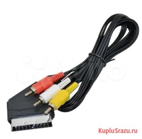 Кабель (scart - 3RCA) 1 м Омск - изображение 1