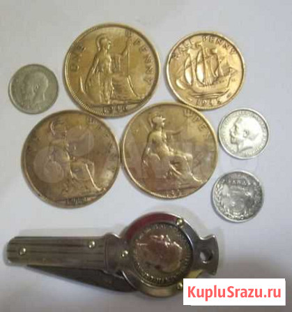 Монеты старинные Британия, серебро и медь, шатлен Казань - изображение 1