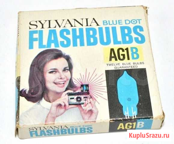 Винтаж фотовспышки Sylvania синяя точка AG1B 9ламп Санкт-Петербург - изображение 1