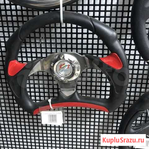 Руль F1 sport черный с красными вставками 330mm Киров - изображение 1