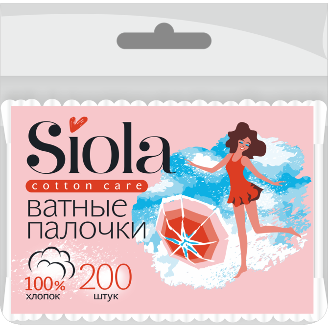 SIOLA Ватные палочки пакет с зип лок, 200 шт  - изображение 1