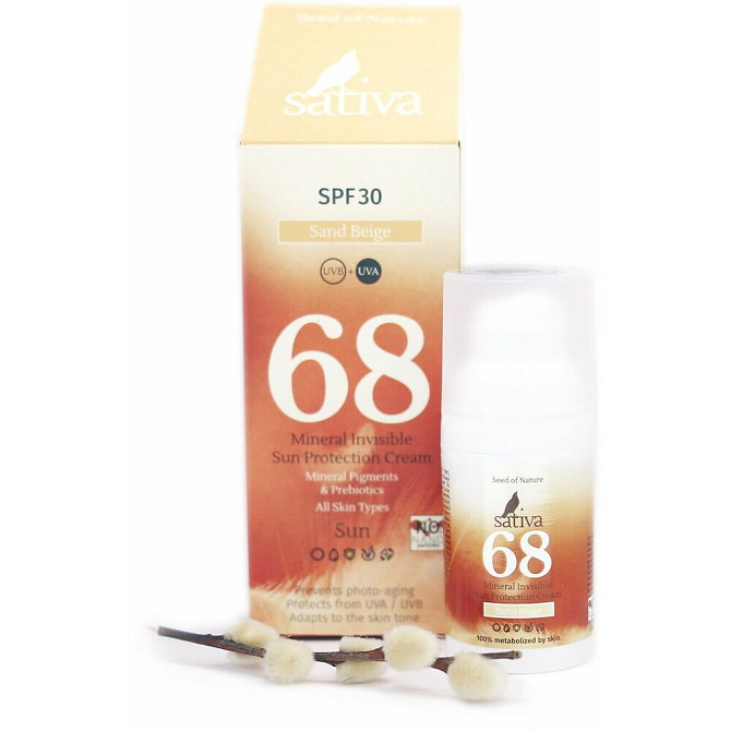 Sativa крем №68 Sand Beige SPF 30, 30 мл  - изображение 3