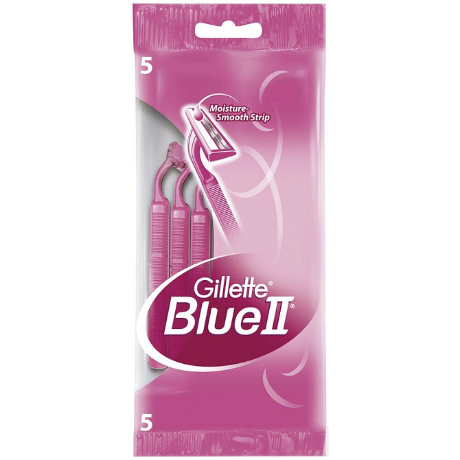 Бритвы одноразовые комплект 5 шт., GILLETTE (Жиллет) BLUE 2, для женщин  - изображение 1