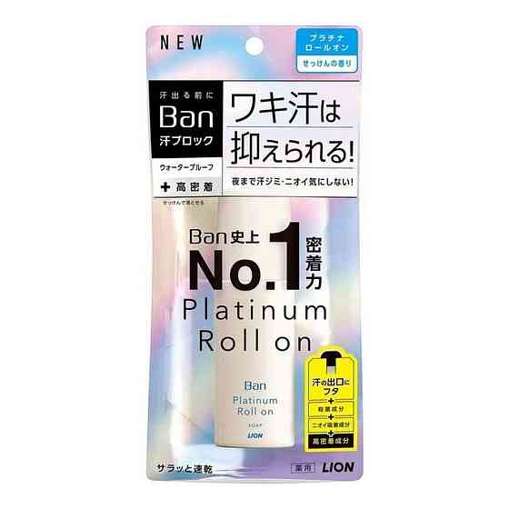 LION BAN Platinum Водостойкий роликовый дезодорант-антиперспирант аромат свежести, 40мл 