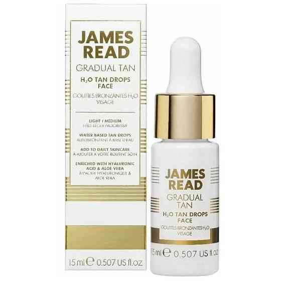 JAMES READ, Автозагар капли концентрат для лица с гиалуроновой кислотой, H2O TAN DROPS FACE, 15 мл 