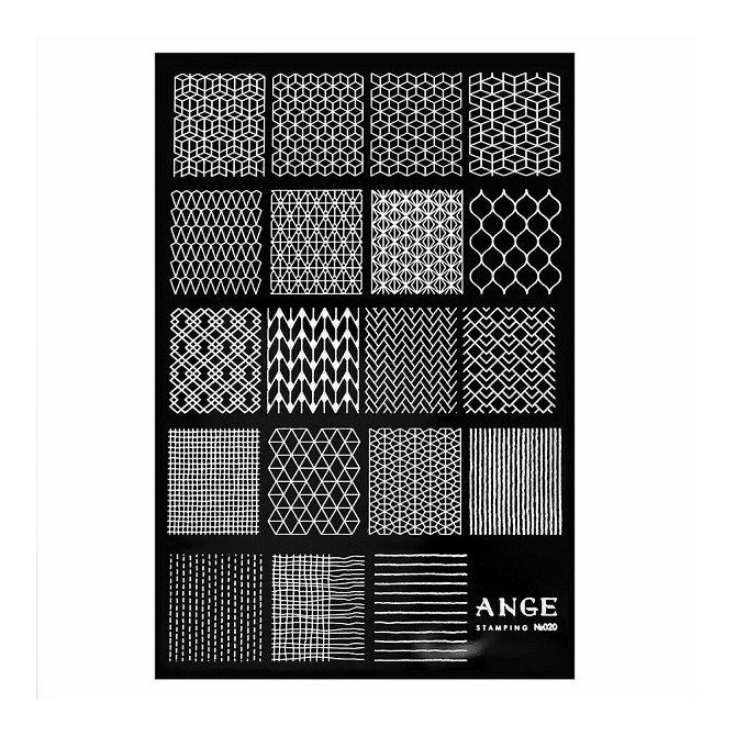 Пластина для стемпинга ANGE №020 узоры для маникюра, декора и дизайна ногтей, геометрия  - изображение 1