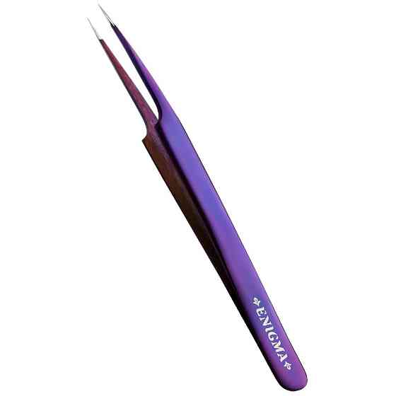 Пинцет прямой с изгибом Enigma (Энигма) (Purple metallic) с ручной заточкой extra-sharp 