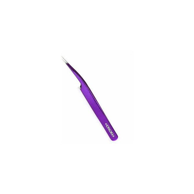 Пинцет прямой с изгибом Enigma (Энигма) (Purple metallic) с ручной заточкой extra-sharp  - изображение 2