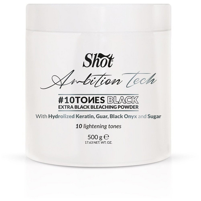 Порошок AMBITION TECH для обесцвечивания волос SHOT 10 тонов black 500 г  - изображение 1