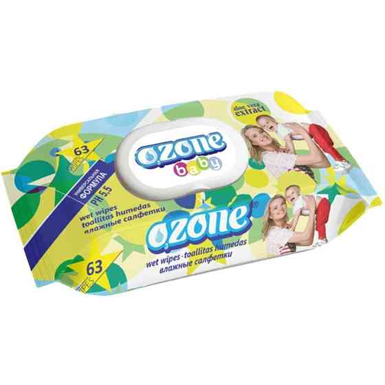 Влажные салфетки "Ozone" 63шт "алоэ вера" 
