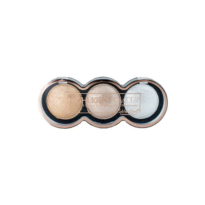 SeVen Cool Хайлайтер для лица Highligh Powder 3 Colors Highlighter Kit - Illuminator, 03  - изображение 1