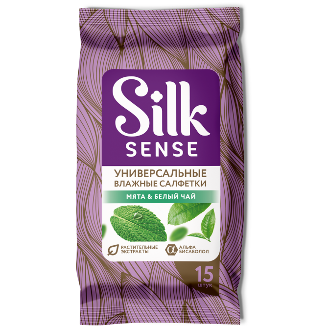 Ola! Влажные салфетки Silk Sense универсальные Мята & Белый чай, 15 шт.  - изображение 1