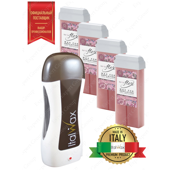 Набор для депиляции ITALWAX Flex Кремовая роза (воскоплав картриджный, 4 картриджа)  - изображение 1
