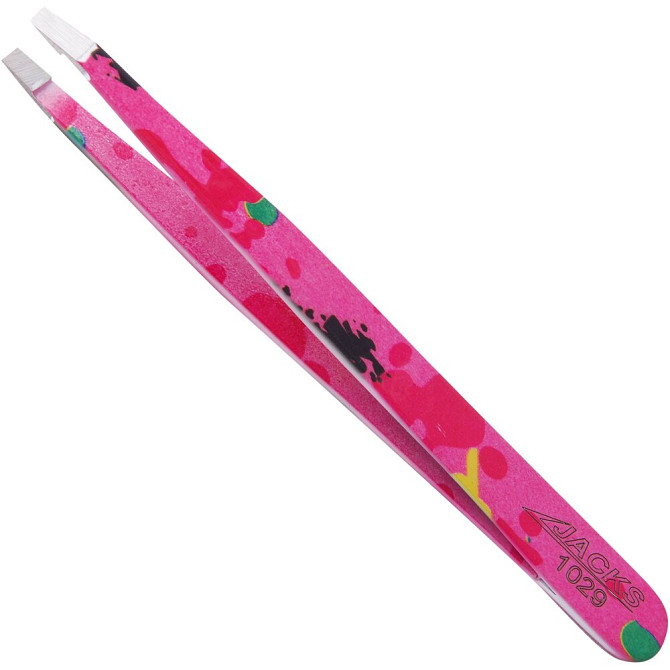 Jacks beauty / Пинцет для бровей прямой (щипцы для бровей), 10 см, цветной, ручная заточка, професси  - изображение 2