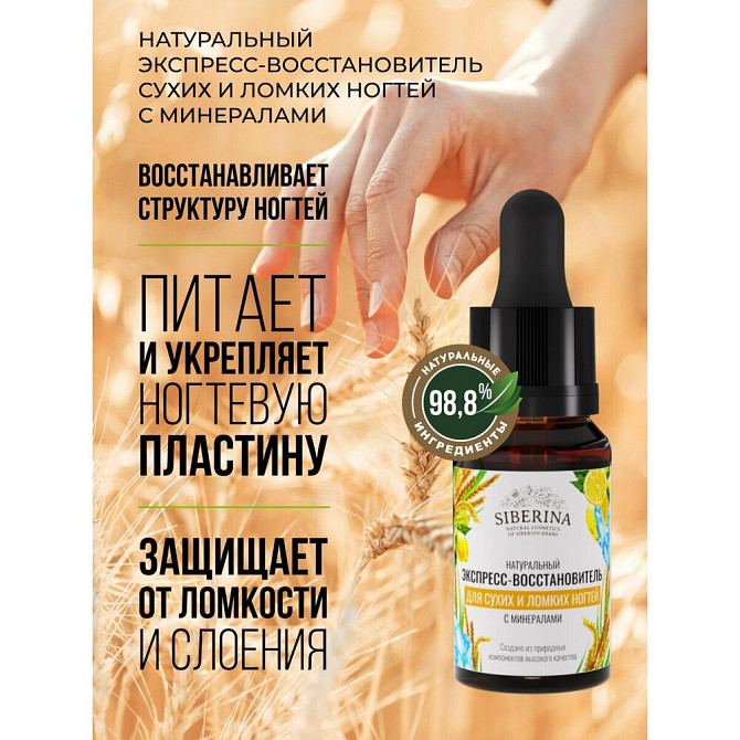 SIBERINA Средство для ухода Экспресс-восстановитель сухих и ломких ногтей с минералами, 10 мл, бесцв  - изображение 1