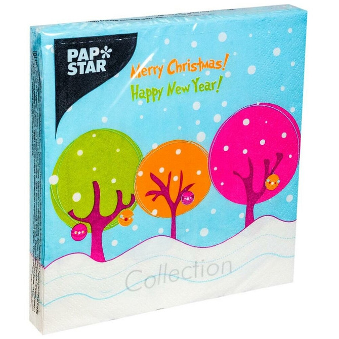 Салфетки бумажные Papstar "Снежные деревья", 20 штук, 33х33 см  - изображение 2