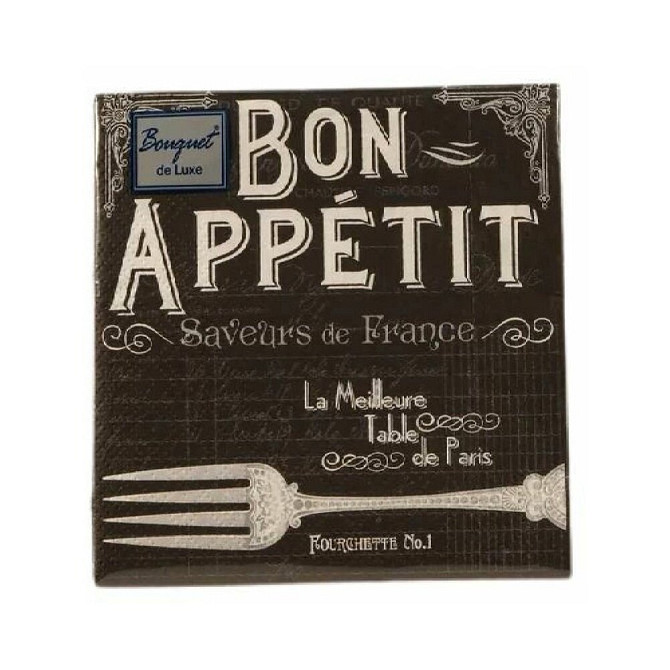 Салфетки бумажные Bouquet “Bon Appetit” 1 упаковка по 25 штук, размер 24х24 сантиметра, 3-х слойные.  - изображение 1