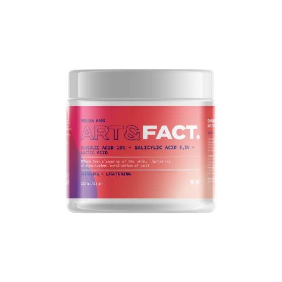 Art&Fact Пилинг-пэды для лица Glycolic acid 10%+Salicylic acid 0,5%+Lactic acid, 32 шт 