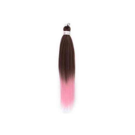SIM-BRAIDS Канекалон двухцветный, гофрированный, 65 см, 90 гр, цвет русый/светло-розовый(#FR-12)./В  
