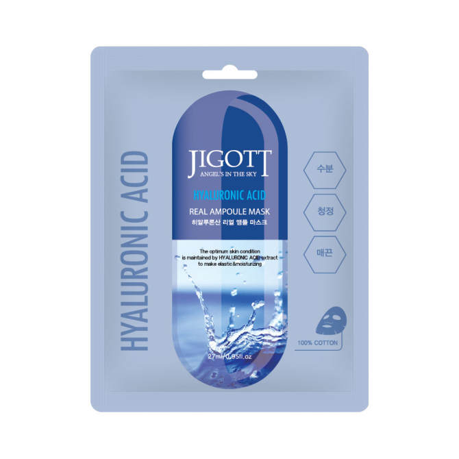 [JIGOTT] Тканевая маска для лица гиалурон HYALURONIC ACID Real Ampoule Mask, 1 шт*27 мл  - изображение 1