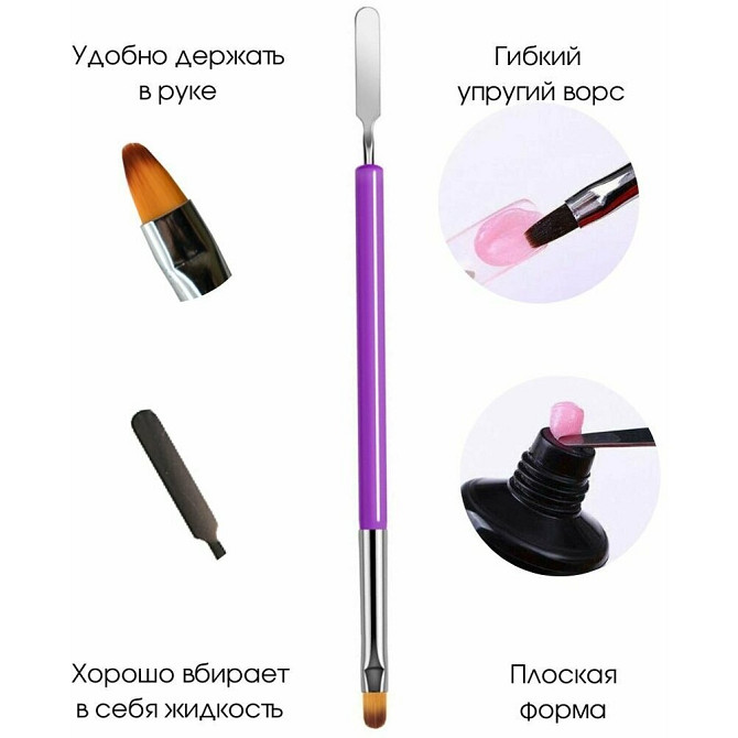 Cececoly Кисть для маникюра/наращивания/моделирования ногтей гелем 2 в 1 с дотсом  - изображение 2