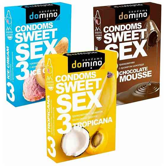 Презервативы ароматизированные DOMINO Sweet Sex с ароматом тропических фруктов, 2 упаковки, 6 шт. 