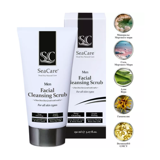 SeaCare мужской очищающий скраб для лица Facial Cleansing Scrub, 150 мл 