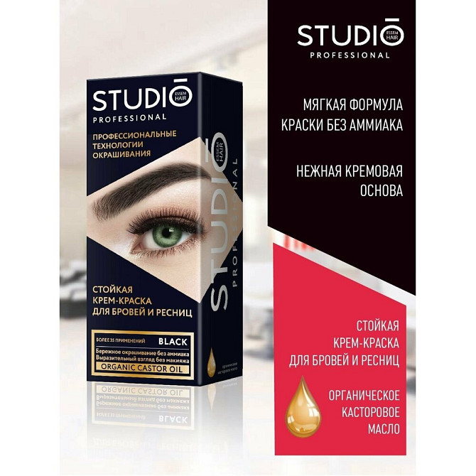 Studio Стойкая краска для бровей и ресниц Чёрная (Black), 50/30 мл  - изображение 2