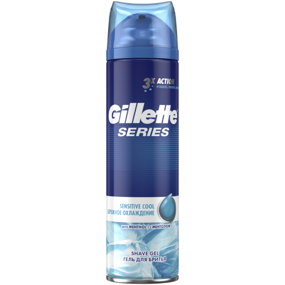 Гель для бритья Gillette Series Sensitive Cool, для чувствительной кожи, с ментолом, мужской, 200 мл 