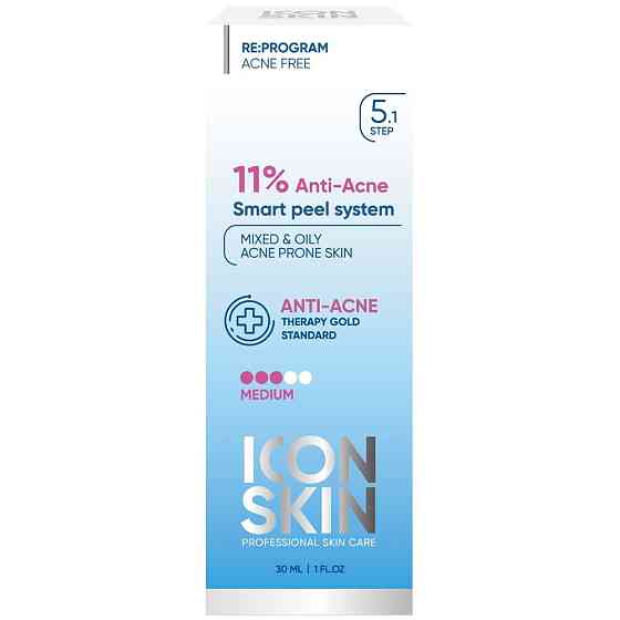 Icon Skin пилинг для лица Re:Program 11% Anti-Acne Smart peel system для проблемной кожи, 30 мл 