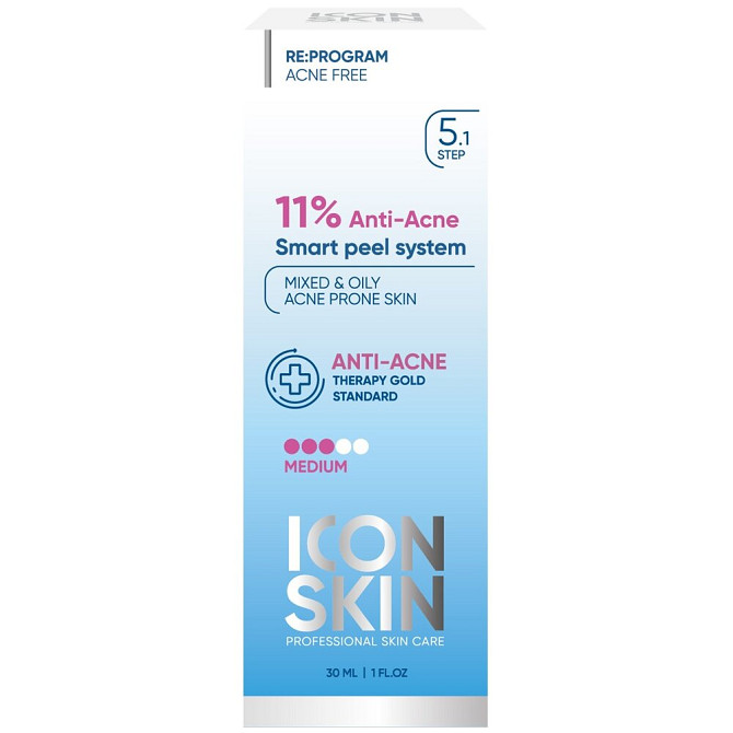 Icon Skin пилинг для лица Re:Program 11% Anti-Acne Smart peel system для проблемной кожи, 30 мл  - изображение 2