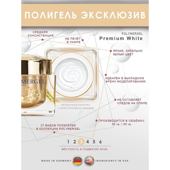 Гель-гибрид Nail Club professional Polymergel Premium White, 30 мл.  - изображение 2