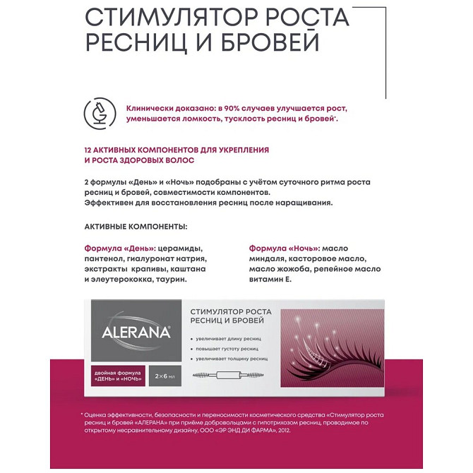 Alerana Стимулятор роста ресниц и бровей, 12 мл  - изображение 3