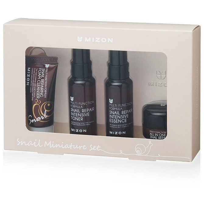 Набор средств на основе муцина улитки Mizon Snail miniature SET (4ea foam cleansing 30ml+ snail tone  - изображение 1