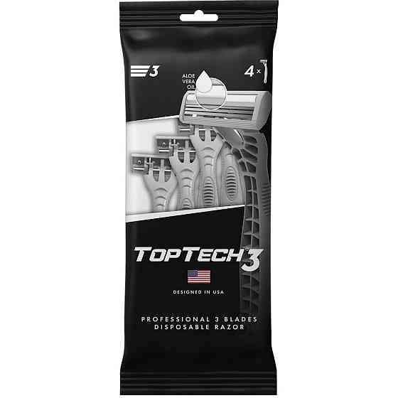 Одноразовый бритвенный станок TopTech 3, серый, 4 шт. 