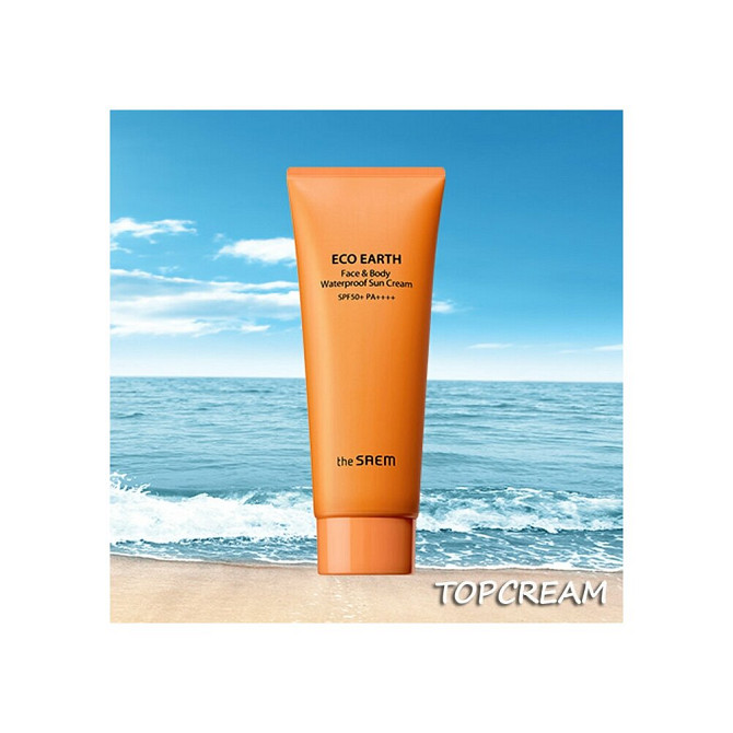 Водостойкий солнцезащитный крем для лица и тела The Saem Eco Earth Face&Body Waterproof Sun Cream SP  - изображение 3