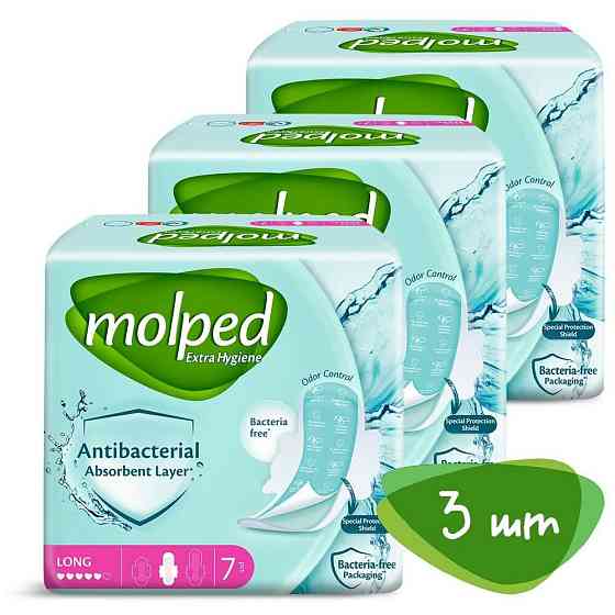 Molped прокладки Antibacterial Long, 5 капель, 7 шт., ромашка 