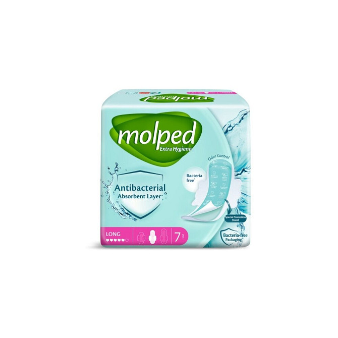 Molped прокладки Antibacterial Long, 5 капель, 7 шт., ромашка  - изображение 1